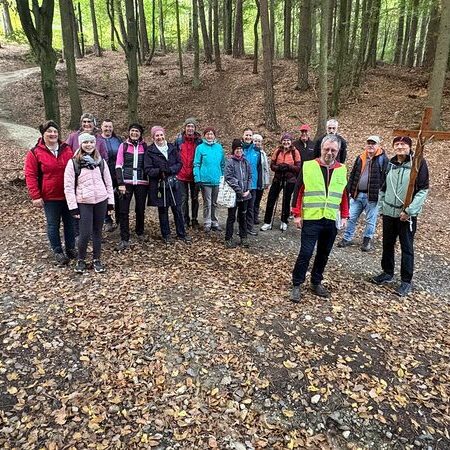 Die Wallfahrergruppe im Wald